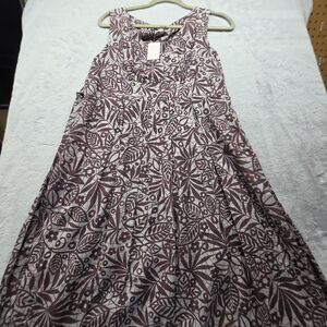NWT Franco Mirabelli Purple Floral Sleeveless Dress Size 6 Empire Waist Tie Sash
